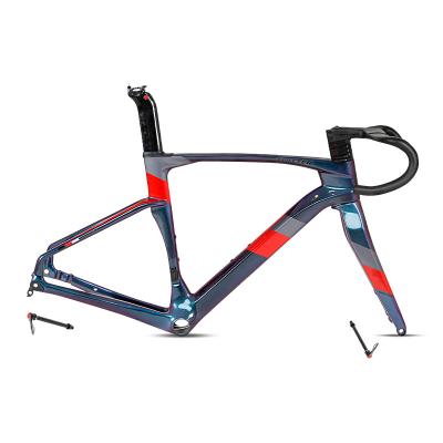 China 700C wholesale 700C cyclocross frame carbon T900 disc road bike frameset+fork+carbon handlebar XC-racing frame for sale