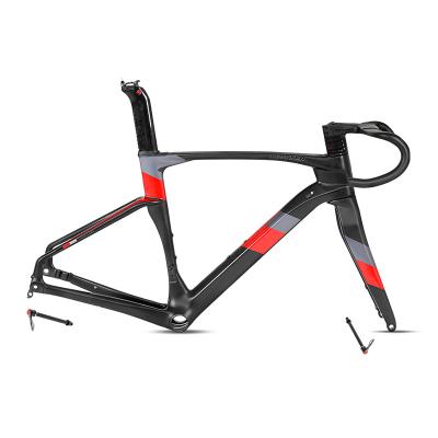 China All Cables 700C TWITTER Carbon Road Bike Frame Disc Brake Carbon Disc Frame 12*142mm Inner Routing Carbon Bicycle Framesets With All Cables In for sale