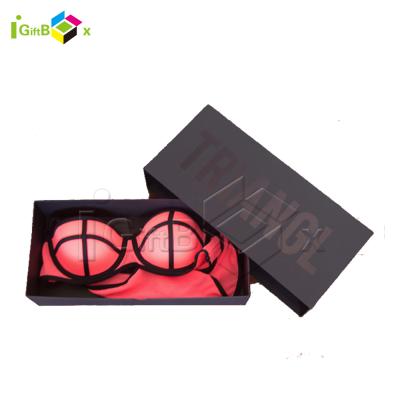 China Recyclable Black Matt Bra/Lingerie/Underwear Drawer Packaging Gift Box With Glossy Logo for sale