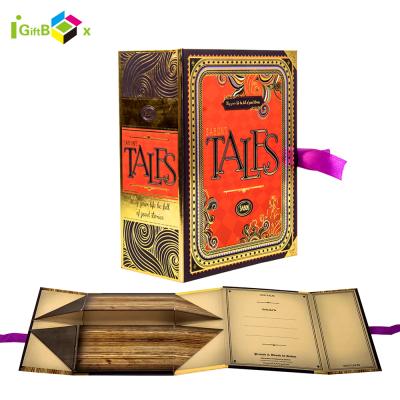 China Retro Recyclable Book Shaped Like Bible Box With Ribbon Storage For Gift Foldable Box With Handle for sale