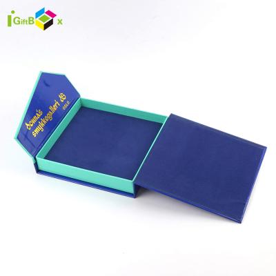 China HOT New Handmade Navy Blue Cardboard Folding Magnetic Storage Box for sale