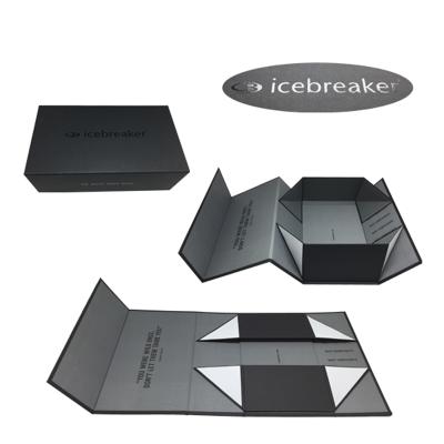 China Recyclable Affordable Price Matt Black Paper Flat Pack Folding Box Panel Box With UV Logo for sale