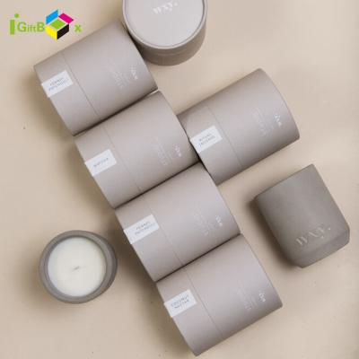 China New Recyclable Empty Rolled Edges Round Logo Printed Candle Cardboard Packaging Gift Candle Box for sale