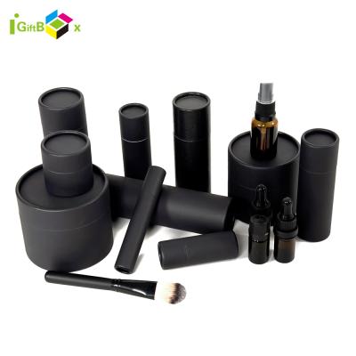 China Custom Recyclable Logo Black Cosmetic Cylinder Round Perfume Paper Tube Packaging Kraft Cardboard Paper Tube Packaging for sale