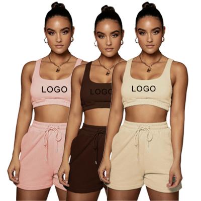 China 2021 Summer Clothing Wholesale Crop Top Shorts Pants Set Breathable Two Piece Joggers Sets Teams 2 Piece Sweatsuit Sweat Short Set Women for sale