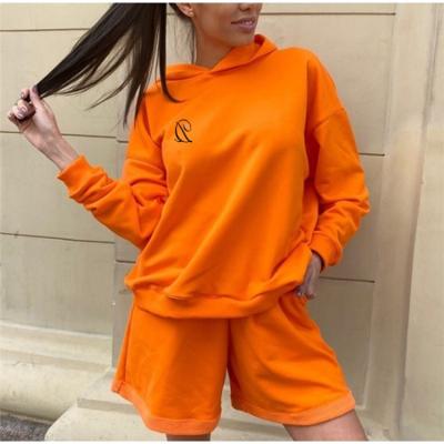 China 2021 QUICK DRY fashionable simple color women hoodie and set women sweat suits 2 piece women sets for sale