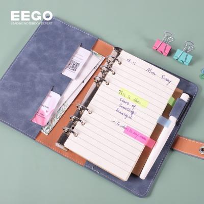 China New Printed Dotted Leather Journal 6 Ring Binder Notebook Office Agenda Set a5 a6 PU Leather Notebook for sale