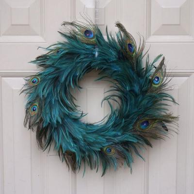 China Christmas or Home Decoration Horng Shya FR-70 High Quality Decorative Hanckle Feather and Peacock Garland with 7 Eyes for sale