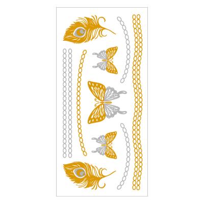 China OEM Temporary Printing Body Hand Sticker Custom Metallic Gold Foil Temporary Tattoo Stickers for sale