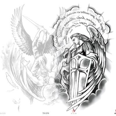 China Temporary Customize Cool Angel Fighter Half Arm Men Tattoo Waterproof Sticker Tribal European Mysterious Woman Body Decals Sticker for sale