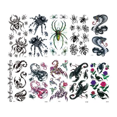 China Custom Temporary Tattoo For Man Spider Scorpion Snake Stencil Waterproof Art Chest Shoulder Black Body Sticker Cool Decal Arm for sale