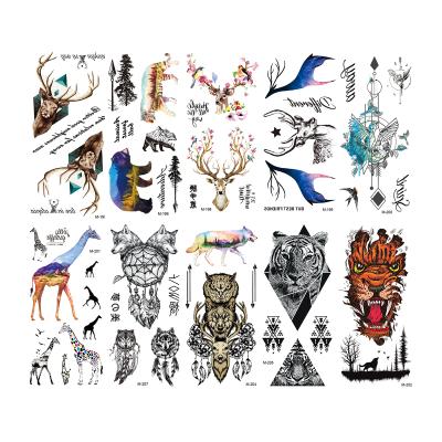 China Wholesale Temporary Design Men's Body Arm Tattoo Wildlife Sketch Non-toxic Waterproof Temporary Cool Tattoo Sticker Animal Body Stencil for sale