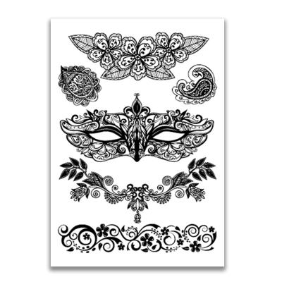 China Face and Body Art Paper Tattoos Waterproof Temporary Tattoo Temporary Black Western Body Bride Wedding Tattoo Sticker Lace Sticker Transfer for sale