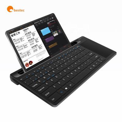 China Multi-Device Anti-Ghosting Universal BT Touchpad Rechargeable Keyboard with Built-in Stand for iPad Tablet Android Smartphone IOS Windows for sale