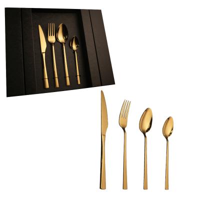 China Stocked 24pcs 304 Stainless Steel Flatware Cutlery Golden Cutlery Set for sale