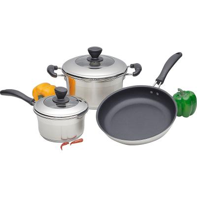 China Viable Manufacturer Cookware Wholesale Cooking Stainless Steel Set Outdoor Camping Soup Pot Frying Pan Set for sale