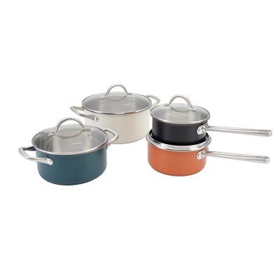 China Sustainable Manufacturer Kitchen Cookware 4 Piece Nonstick Colorful Stainless Steel Cookware Set for sale