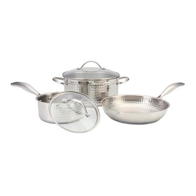 China Sustainable New Design Cookware Hotel Kitchen Stick Non Cooking Pot Set Stainless Steel Cookware Set Kitchenware Pans Sets for sale