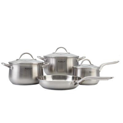 China Sustainable Wholesale Food Grade Stainless Steel Cooking Pot 4pcs Elegant Cookware Set Stainless Steel for sale