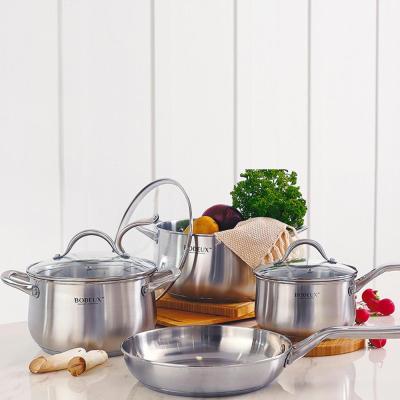 China Viable Manufacturer Kitchen Non Stick Cooking Ware Deep Frying Pan Pots And Pans Stainless Steel Pot Cookware Sets for sale