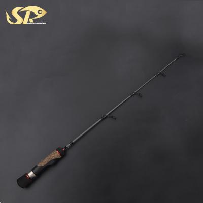 China 0.56m Glass Top Semi-hard 64g Fiberglass Handle Ice Wood Fishing Rod for sale