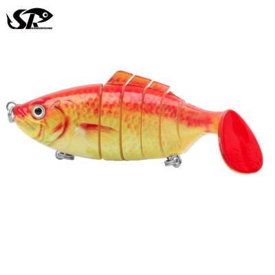 China Superiorfishiing 100mm Paddle 15g Durable Shad Jointed Fishing Lure 6 Tail Segments Swimbait Downhill Lure RH6403 for sale