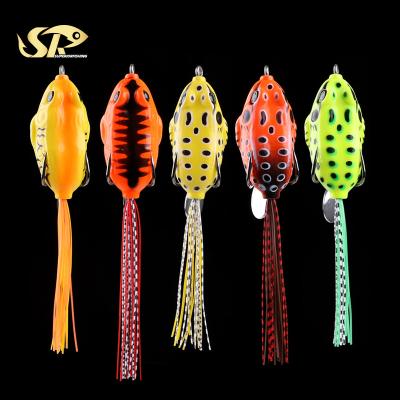 China SUPERIORFISHING 6cm PVC Frog 15g Top Bait With Soft Spinner PVC Bait Frog Fishing Lures Spinner Frog Lure F001E for sale