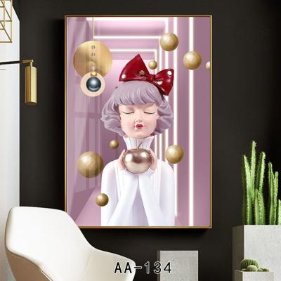 China Wholesale Modern Cute Luxury Custom Decor Oil Painting Wall Art Crystal Doll Porcelain Abstract Decorative Picture for sale