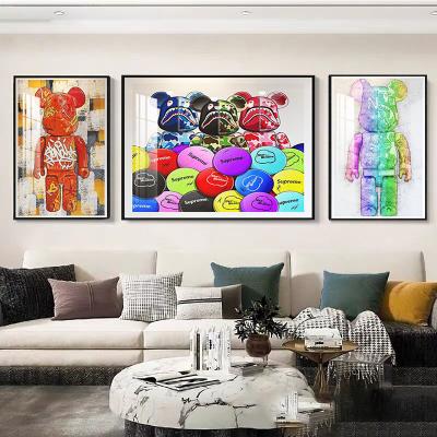 China Wholesale 3 Panels Modern Home Decor Digital Print Fashion Porcelain Wall Artwork Acrylic Glass Crystal Painting for sale