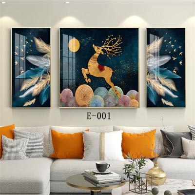 China Wholesale 3 Panels Modern Home Decor UV Print Fashion Porcelain Wall Artwork Acrylic Glass Crystal Painting for sale