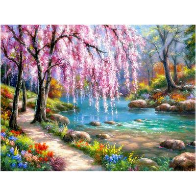 China Diamond Painting Scenery 5D DIY Full Square Eco-Friendly Faux Stone Diamond Embroidery Natural Scenery Mosaic Home Decoration Picture for sale