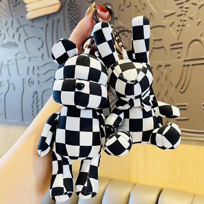 China Modern Wholesale Customized Cloth Checkerboard Doll Cool Car Bag Key Chain Pendant Birthday Gift for sale