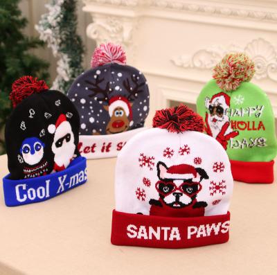 China Wholesale Christmas Decoration Christmas New Year Led Glowing Felt Children's Christmas Hat Santa Hat With Lights for sale