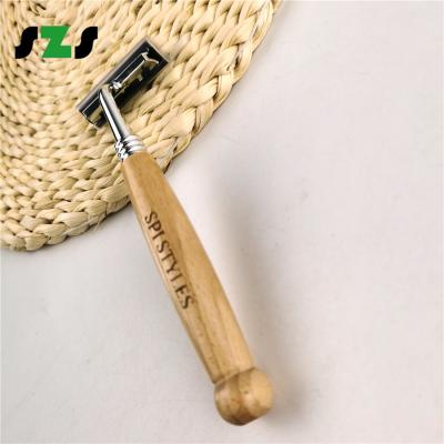 China Wood Handle Double Blade Triple Edge Shaving Razor for sale