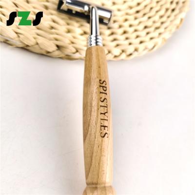 China Triple Blade Ebony Wooden Handle Beard Razor For Men Shaving for sale