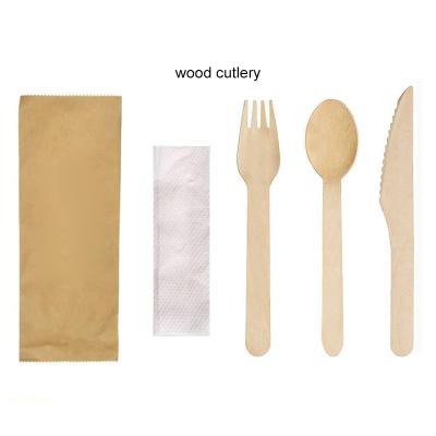 China Home Hotel Restaurant Biodegradable Disposable Individual Custom Logo Cutlery Wooden Spoon And Fork for sale