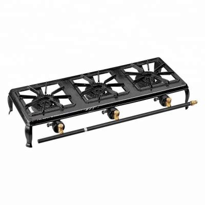 China Durable Cast Iron 3 Burner Cast Iron Dual Propane Camping Portable Outdoor Gas Stove for sale