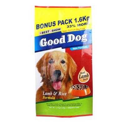 China Barrier Bottom Gusset Resealable Sealable Animal Feed Bags Plastic Dog Food Packaging for sale