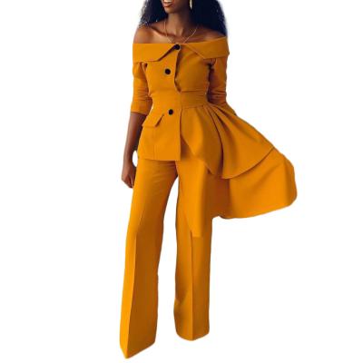 China Africa New Fashion Commuter 2 Pcs Women's Temperament Anti-pilling Jacket Pants Set for sale