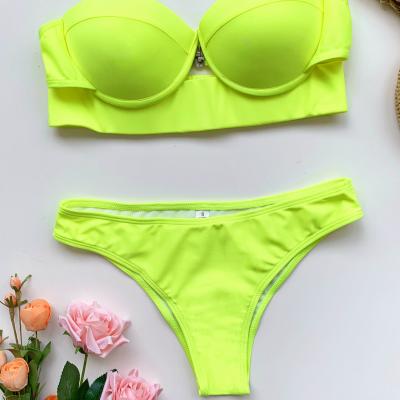 China Breathable 2 piece sweatsuit set women strapless swimwear lady bags tough swimwear emcs03 for sale