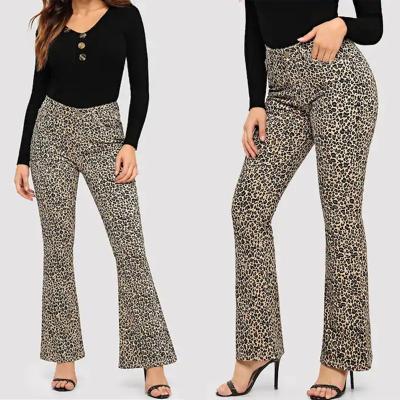 China New Fashion Breathable Wild Leopard Printing High Waist Women Wide Leg Pants for sale