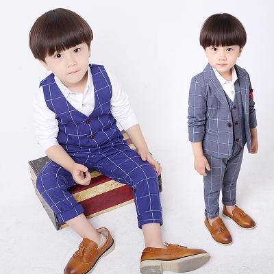 China New Style Casual Korean Children's 3 Pcs Boys Plaid Clothing Set for sale