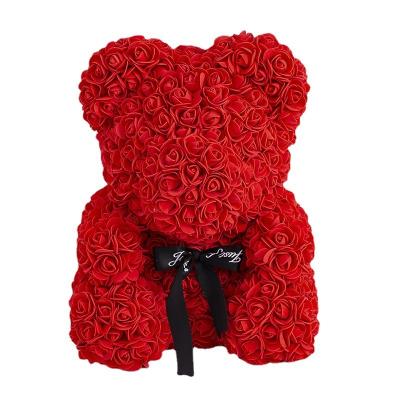 China Rose Bear Gift 40cm Pink Bear Rose Teddy Bear With Flower Rose Valentines Day Rose Bear for sale