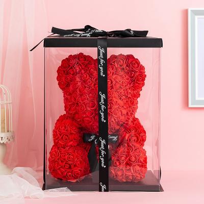 China Rose Bear Gift Artificial Rose Bear Rose Bear In Gift Box Valentines Day Gift Artificial Flower Rose Bear for sale