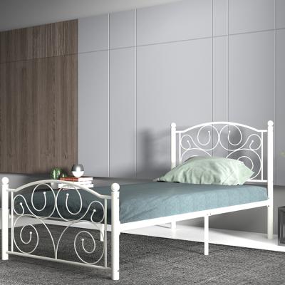 China Wrought Iron Headboard Metal Twin Bed 2021 (The Other) Retro Height Adjustable Simple White Frame for sale