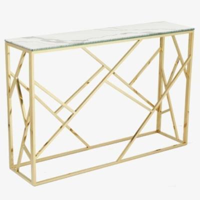 China Other Various Sizes Metal Iron Rectangle Base White Marble Stone Tops Gold Coffee Table for sale