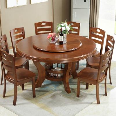 China Modern 8 Seat Rotating Modern Round Wood Dining Table And Chair Set 8 Seater for sale