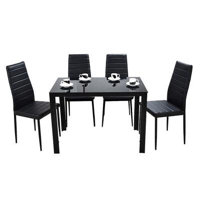 China Easy To Clean Tables And Chairs For Sale Cheap Modern Black Metal Frame Kitchen Dining Table Set 4 Chair, Dining Table Set For 4 for sale