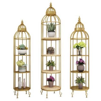 China Corner Floor Nordic Floor Stand Flower Europe Birdcage Window Display Plant Multilayer Rack for sale