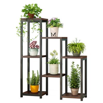 China New Design Europe Garden Decorative Wooden Plant Stand Multilayer Flower Display Stand for sale